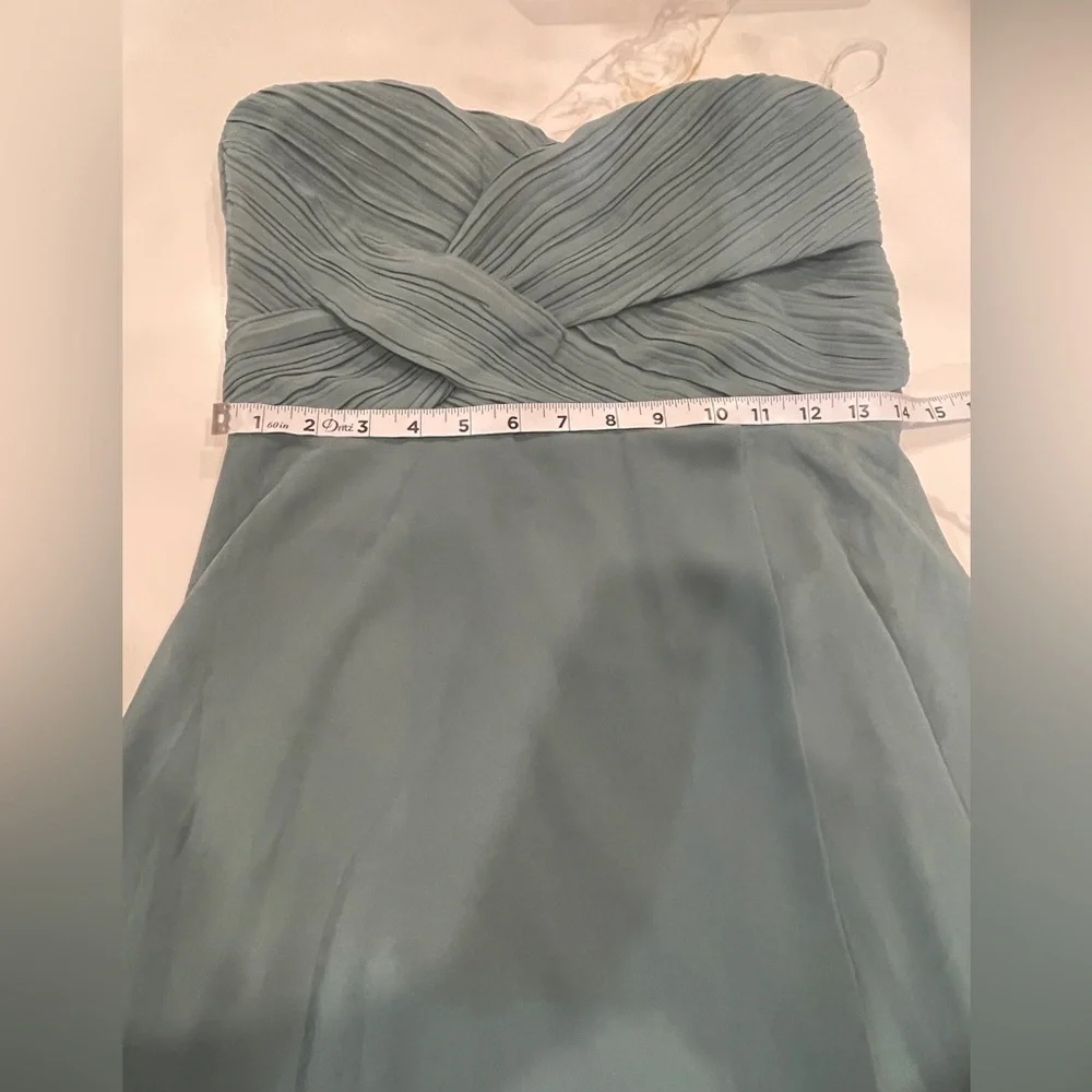 Lulu's Romantic Presence Sage Green Pleated Strapless Maxi Dress M - Picture 5 of 12